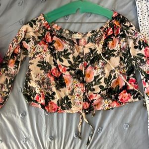 Altar'd State floral off the shoulder cropped blouse